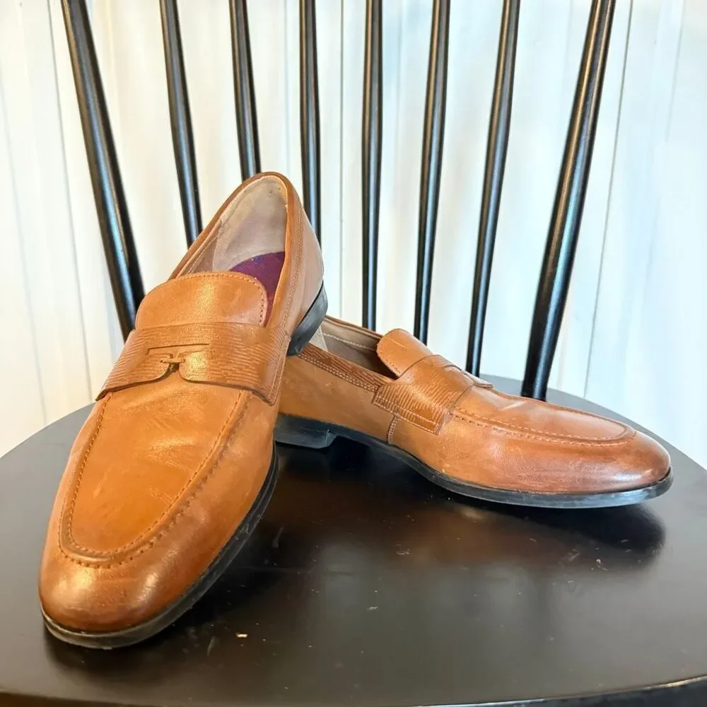 Ted Baker Addlerc debossed leather saddle loafers size 9